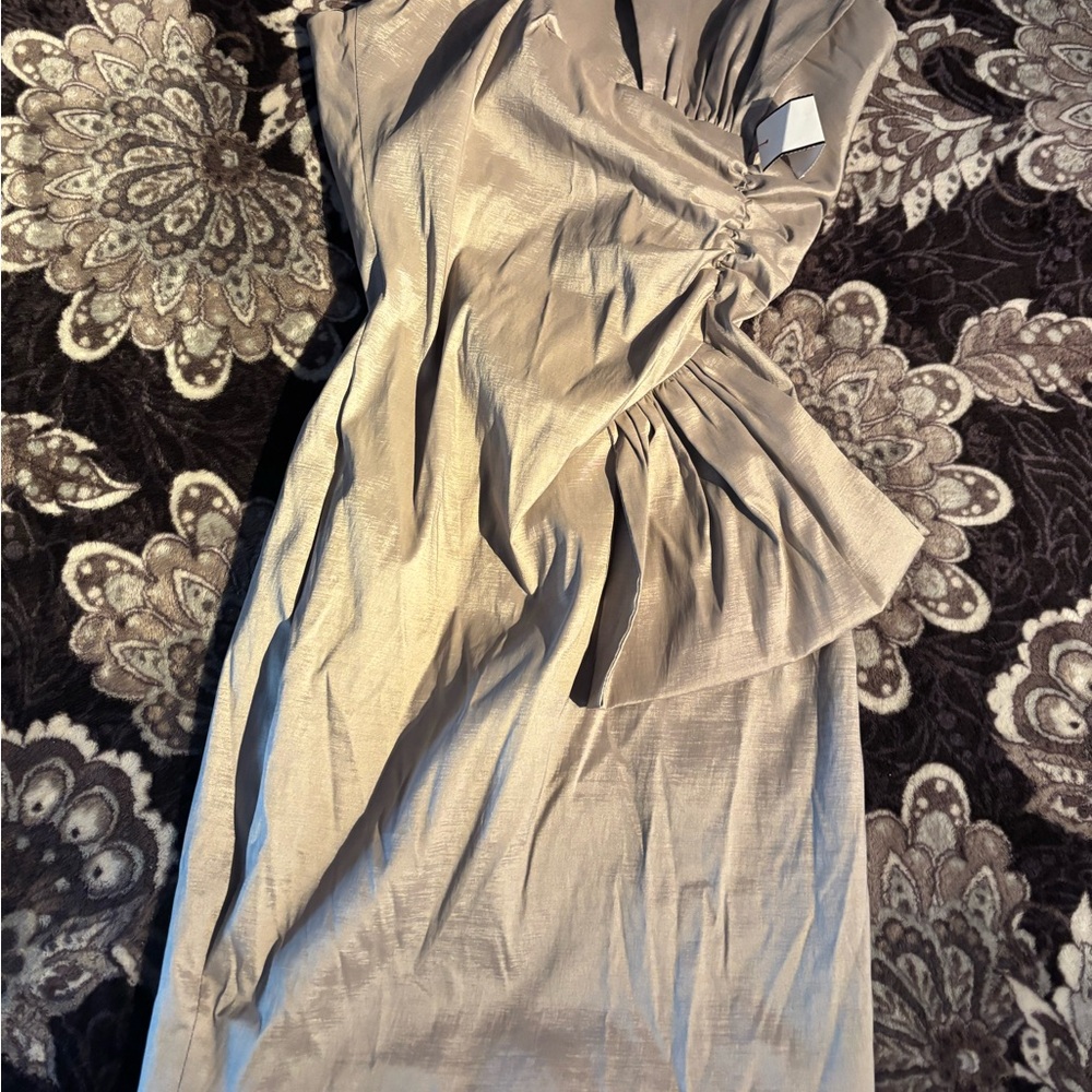Silver One Shoulder Sheath Dress Sweetheart Neckline